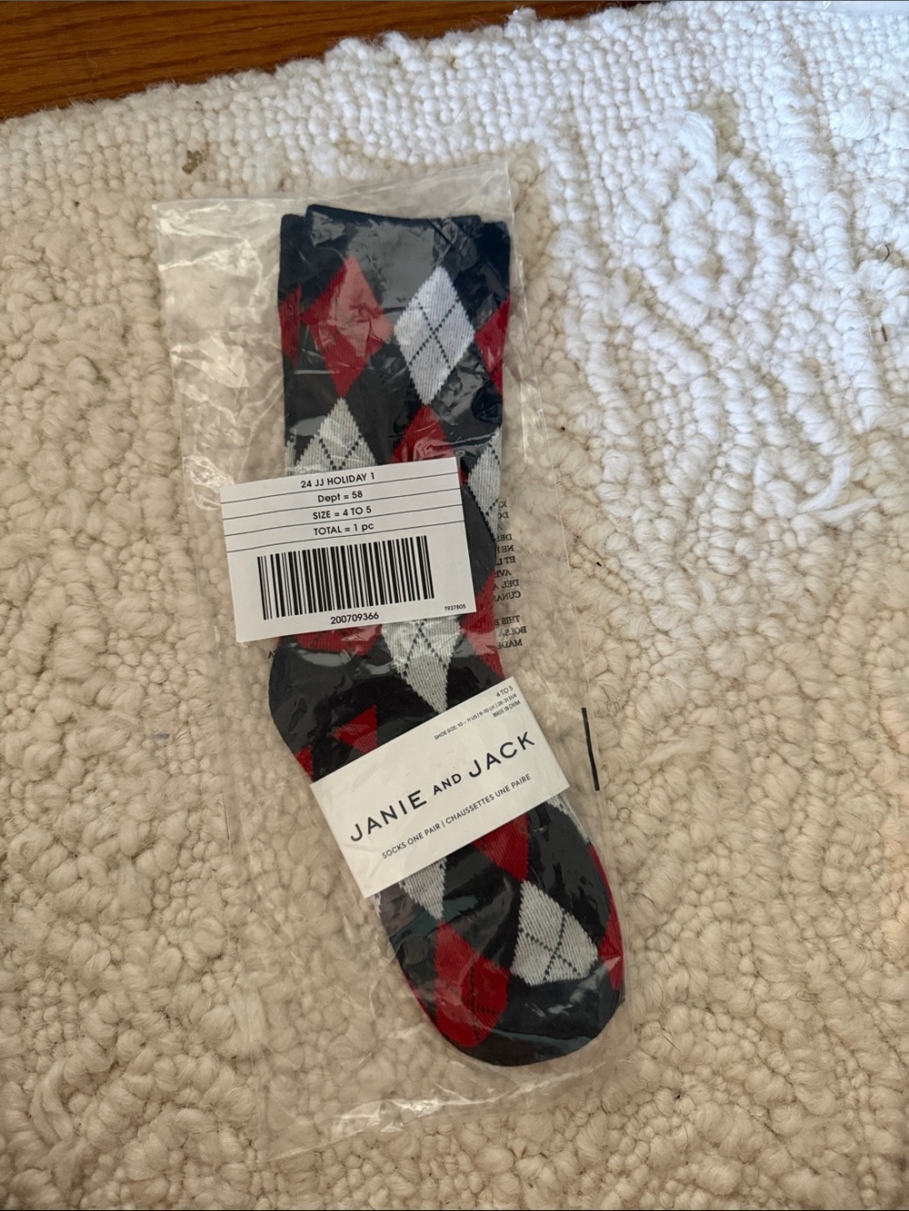 Janie and Jack boys Argyle Dress Socks - Black, Red, Gray